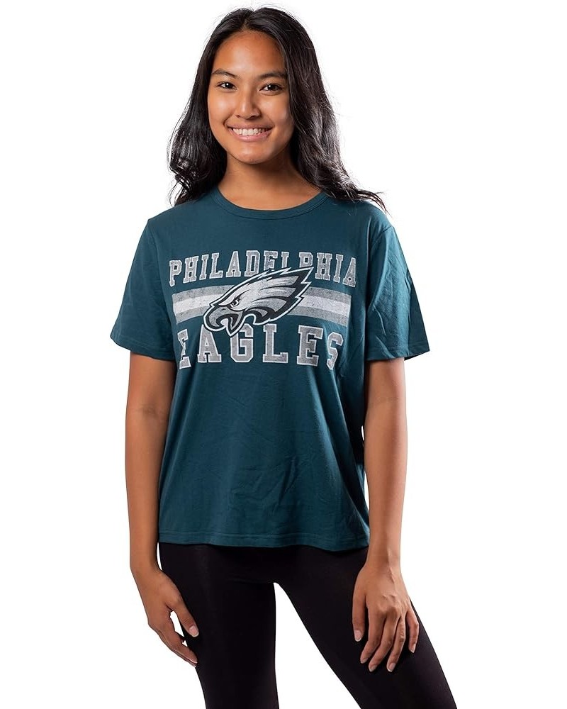 Women's NFL Super Soft Distressed Graphics Vintage T-Shirt Philadelphia Eagles Team Color $13.99 T-Shirts