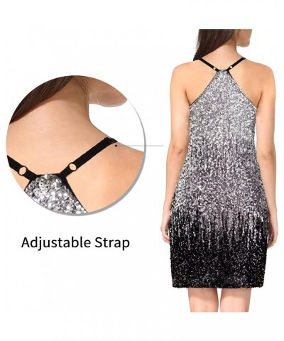 Women's Glitter Sequin Dress Adjustable Spaghetti Strap Sparkle Party Dresses Silver/Gray/Black $10.00 Dresses