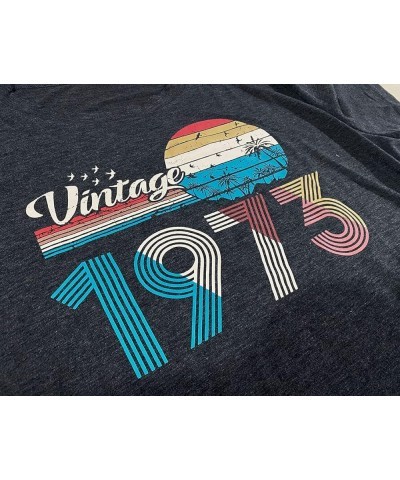 50th Birthday Gift Shirts Vintage 1973 Original Parts T Shirt for Women Letter Print Retro Birthday Casual Tee Tops Dark Grey...