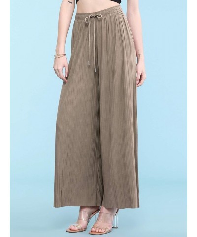 Women's Pleated Wide Leg Palazzo Pants with Drawstring Wb1484_khaki $14.36 Pants