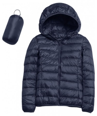 Women's Down Jacket Warm Packable Lightweight Jacket Hooded Windproof Winter Coat Hooded Warm Outerwear Winter Y1-navy $8.79 ...