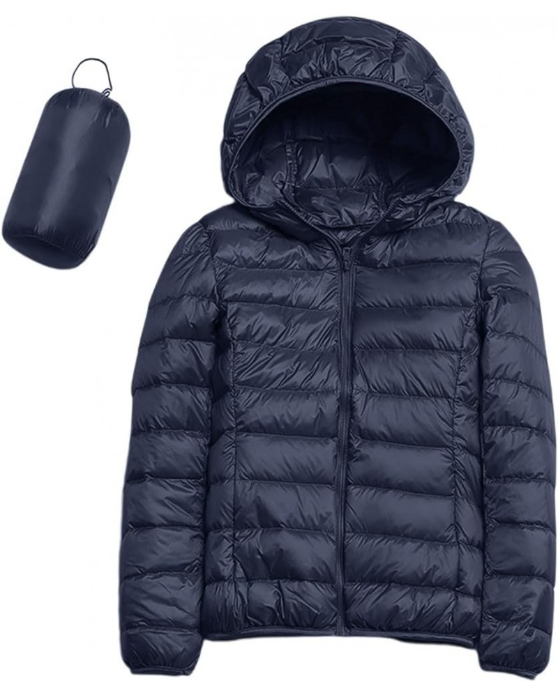 Women's Down Jacket Warm Packable Lightweight Jacket Hooded Windproof Winter Coat Hooded Warm Outerwear Winter Y1-navy $8.79 ...