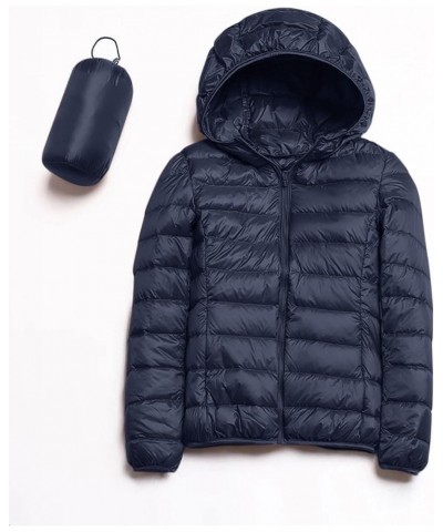 Women's Down Jacket Warm Packable Lightweight Jacket Hooded Windproof Winter Coat Hooded Warm Outerwear Winter Y1-navy $8.79 ...