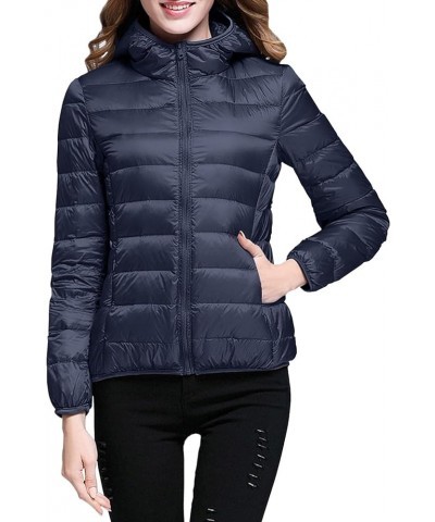 Women's Down Jacket Warm Packable Lightweight Jacket Hooded Windproof Winter Coat Hooded Warm Outerwear Winter Y1-navy $8.79 ...