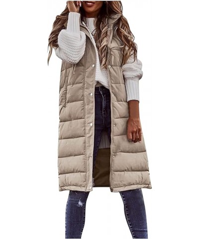 Long Puffer Vest for Womens Sleeveless with Hood Long Down Vest with Stand Collar Thick Hooded Sleeveless Long Coats Jacket A...