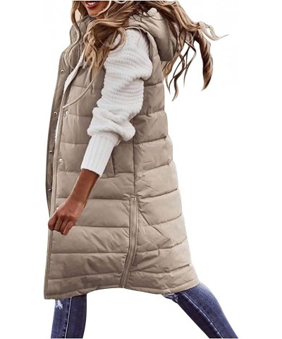 Long Puffer Vest for Womens Sleeveless with Hood Long Down Vest with Stand Collar Thick Hooded Sleeveless Long Coats Jacket A...