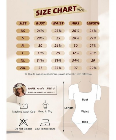 Womens Short Elbow Sleeve Bodysuit Square Neck Bodysuit Tank Top Leotard Body Suit Tshirts Blouse Tops for Women $14.49 Bodys...