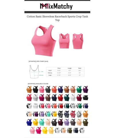 Women's Cotton Basic Sleeveless Racerback Sports Crop Tank Top Orange $10.39 Activewear