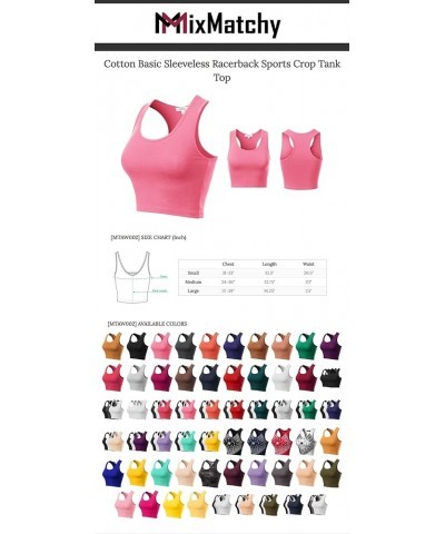 Women's Cotton Basic Sleeveless Racerback Sports Crop Tank Top Orange $10.39 Activewear