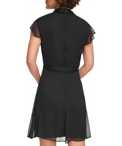 Women's Sleeveless Tie Neck Pleated Dress Black $31.65 Dresses