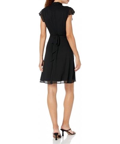 Women's Sleeveless Tie Neck Pleated Dress Black $31.65 Dresses