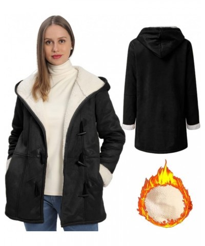 Sherpa Fleece Outerwear Overcoat Women Black $24.72 Jackets