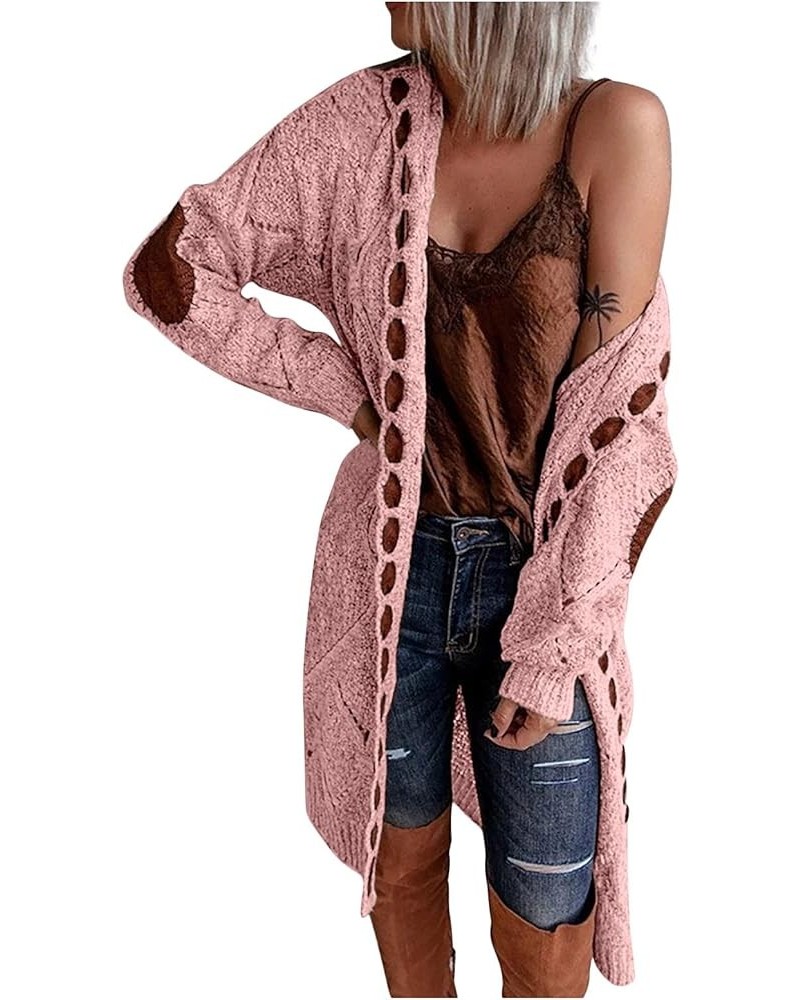 Cardigan Sweaters for Women with Hooded Chunky Knit Sweaters Open Front Long Outwear Cardigan Solid Color Overcoats 2-pink $2...