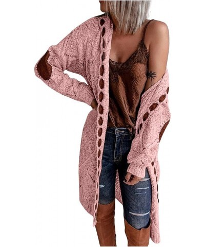 Cardigan Sweaters for Women with Hooded Chunky Knit Sweaters Open Front Long Outwear Cardigan Solid Color Overcoats 2-pink $2...