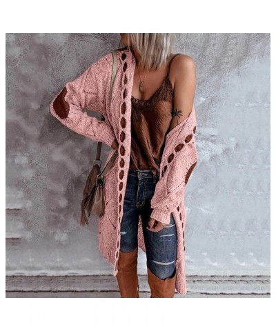 Cardigan Sweaters for Women with Hooded Chunky Knit Sweaters Open Front Long Outwear Cardigan Solid Color Overcoats 2-pink $2...