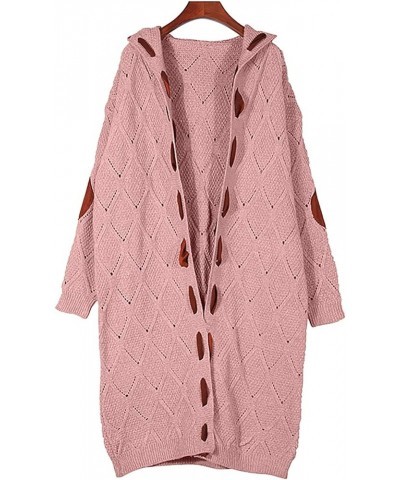 Cardigan Sweaters for Women with Hooded Chunky Knit Sweaters Open Front Long Outwear Cardigan Solid Color Overcoats 2-pink $2...