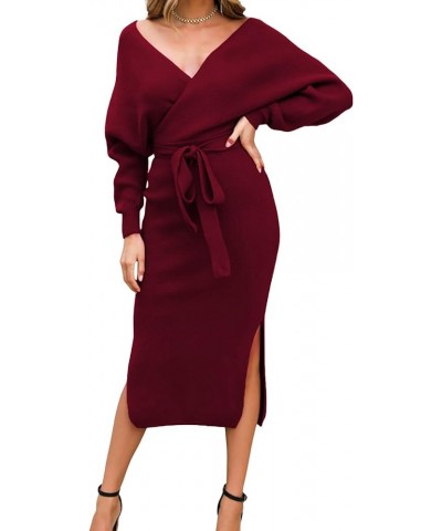 Women's Sexy Cocktail Batwing Long Sleeve Backless Mock Wrap Knit Sweater Mini Dress Z-winered $22.90 Sweaters