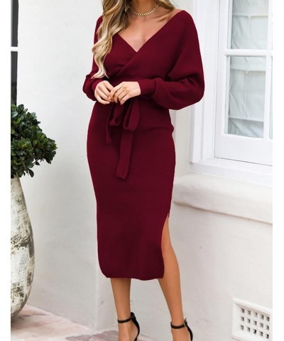 Women's Sexy Cocktail Batwing Long Sleeve Backless Mock Wrap Knit Sweater Mini Dress Z-winered $22.90 Sweaters