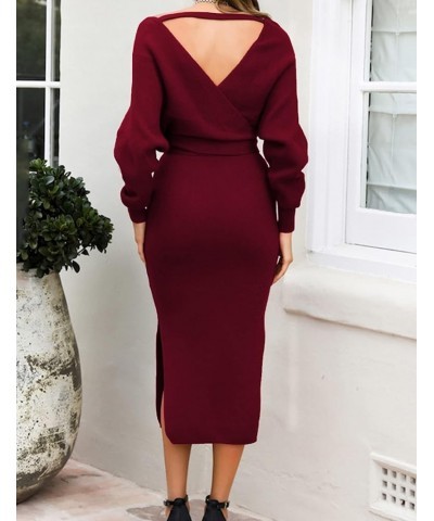 Women's Sexy Cocktail Batwing Long Sleeve Backless Mock Wrap Knit Sweater Mini Dress Z-winered $22.90 Sweaters