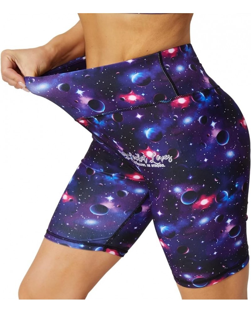 Workout Biker Shorts for Women Athletic Leggings Running Printed Yoga Shorts Galaxy Planets 1-1 $12.99 Activewear