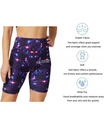 Workout Biker Shorts for Women Athletic Leggings Running Printed Yoga Shorts Galaxy Planets 1-1 $12.99 Activewear