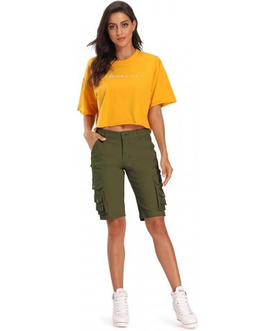 Women's Casual Cargo Shorts,Bermuda Cotton Relaxed Fit Casual Multi-Pocket New Army Green $14.57 Shorts