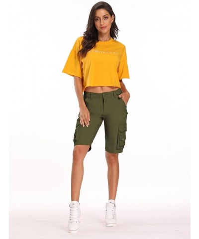 Women's Casual Cargo Shorts,Bermuda Cotton Relaxed Fit Casual Multi-Pocket New Army Green $14.57 Shorts