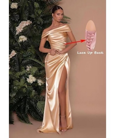 Womens Off Shoulder Formal Party Dress Evening Gown High Slit Prom Satin Wedding Guest Dress Lavender $29.14 Dresses