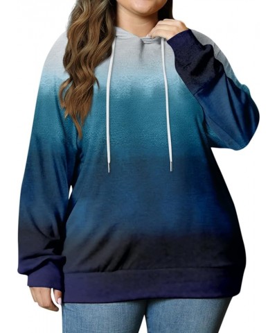 Womens Oversized L-5X Pullover Y2K Tops Hoodies Sweatshirts Drawstring Loose Fit Plus Size Long Sleeve Fall Clothes S170-blue...