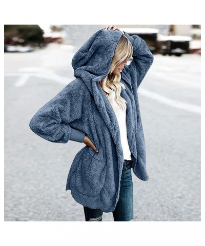 Fuzzy Jackets For Women Trendy 2023 Fashion Fall Winter Shearling Warm Outwear Open Front Loose Fit Cardigans J01 Blue $10.23...