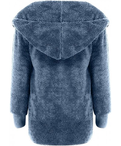 Fuzzy Jackets For Women Trendy 2023 Fashion Fall Winter Shearling Warm Outwear Open Front Loose Fit Cardigans J01 Blue $10.23...