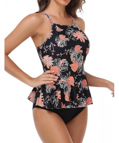 Women's Tankini Orange Floral $23.89 Swimsuits