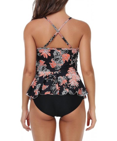 Women's Tankini Orange Floral $23.89 Swimsuits