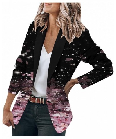 Blazer Jacket for Women's Casual Long Sleeve Floral Print Work Blazer Graphic Jackets Notch Lapel Business Suit Coat Pink $9....