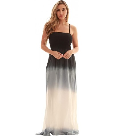 Rasta Maxi Summer Dress for Women Long Sundress with Removable Straps Black White Colorblock $11.50 Dresses