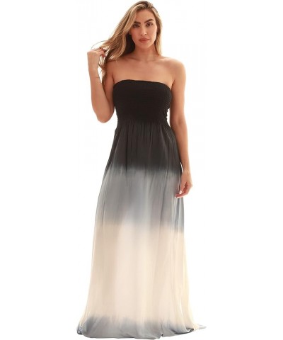 Rasta Maxi Summer Dress for Women Long Sundress with Removable Straps Black White Colorblock $11.50 Dresses