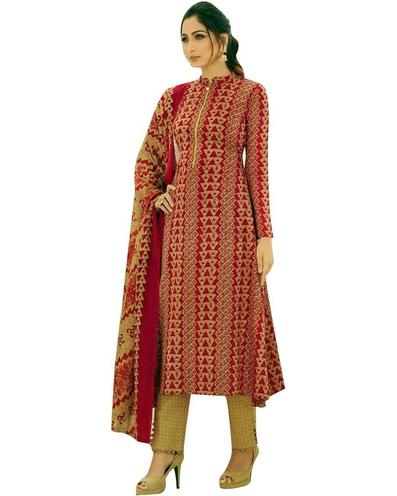 Womens Casual Printed Salwar Kameez with Chiffon Dupatta Ready to Wear Indian Dress Maroon (48) $28.62 Dresses