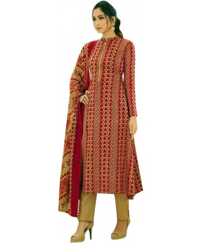 Womens Casual Printed Salwar Kameez with Chiffon Dupatta Ready to Wear Indian Dress Maroon (48) $28.62 Dresses