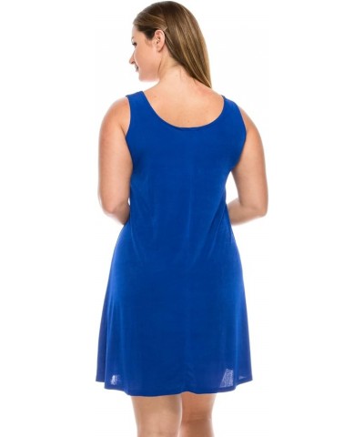 Women's Tank Mini Dress – Sleeveless Scoop Neck Casual Solid Stretch T Shirt Short One Piece Royal $17.39 Dresses