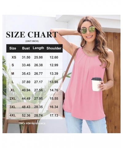 Women's Summer Tunic Top Short Sleeve Sleeveless Round Neck Pleated Casual Cute TShirts Basic Loose Blouses 04 Pink $10.19 Tops