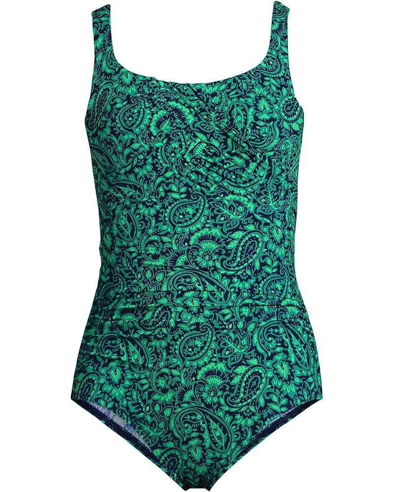 Womens SlenderSuit Carmela Tummy Control Swimsuit Navy/Emerald Decor Paisley $42.56 Swimsuits