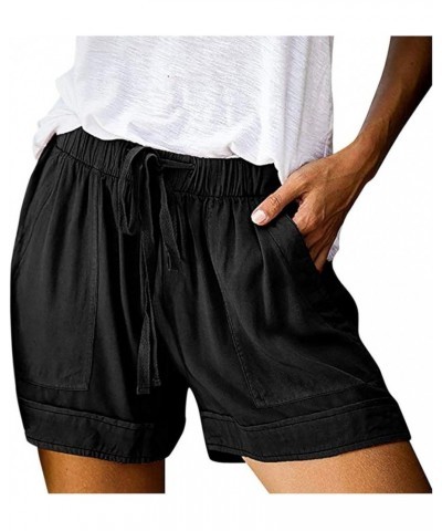 Shorts for Women Dressy Summer Bermuda Shorts Vacation Trendy Drawstring Lounge Shorts with Pockets 01-black $7.40 Shorts