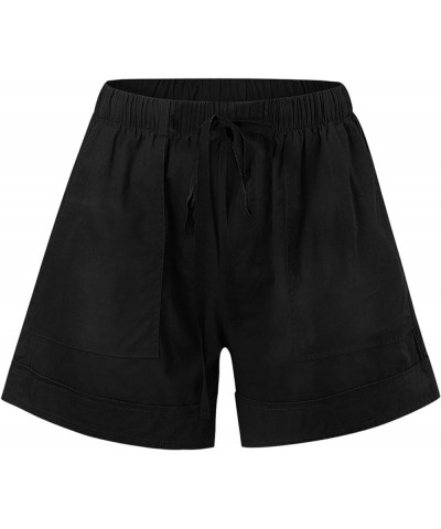 Shorts for Women Dressy Summer Bermuda Shorts Vacation Trendy Drawstring Lounge Shorts with Pockets 01-black $7.40 Shorts