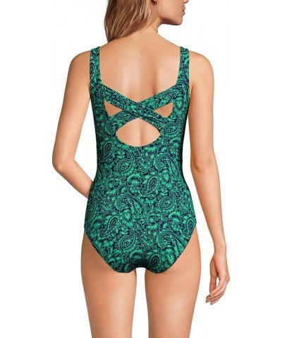 Womens SlenderSuit Carmela Tummy Control Swimsuit Navy/Emerald Decor Paisley $42.56 Swimsuits