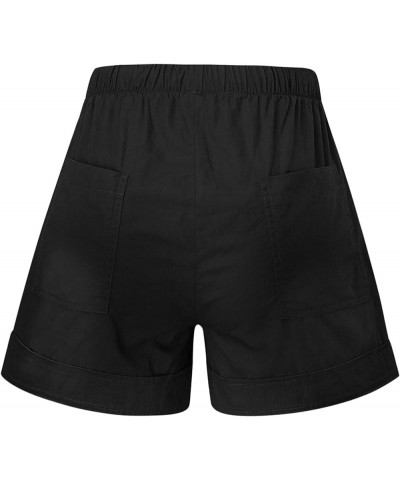 Shorts for Women Dressy Summer Bermuda Shorts Vacation Trendy Drawstring Lounge Shorts with Pockets 01-black $7.40 Shorts