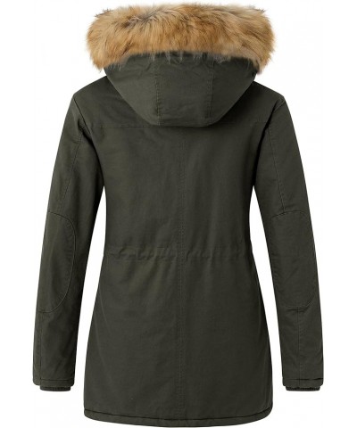 Women's Winter Thicken Puffer Coat Warm Fleece Lined Parka Jacket with Fur Hood Army Green $39.09 Jackets