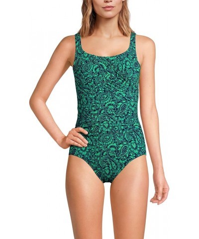 Womens SlenderSuit Carmela Tummy Control Swimsuit Navy/Emerald Decor Paisley $42.56 Swimsuits