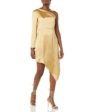 Women's Standard One Sleeve Asymmetrical Dress Gold $30.11 Dresses