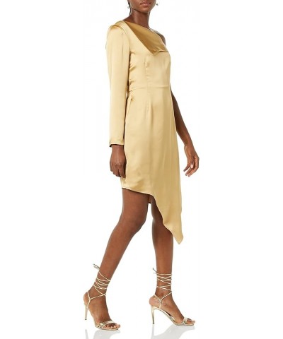 Women's Standard One Sleeve Asymmetrical Dress Gold $30.11 Dresses