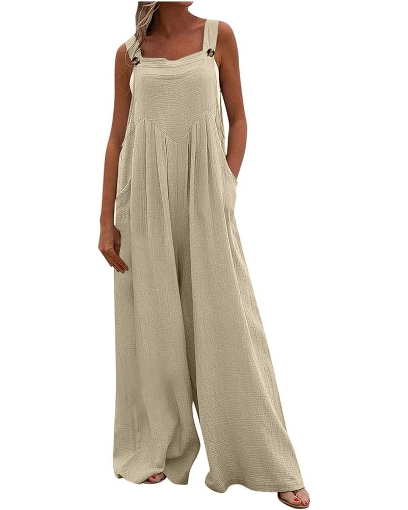 Womens Jumpsuits Casual Dressy, Casual Loose Sleeveless Womens Overall Jumpsuit Womens Jumpers And Rompers Summer 3-khaki $29...